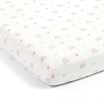 Lush Decor Llama Love Rainbow Soft Plush Fitted Crib Sheet Pink
