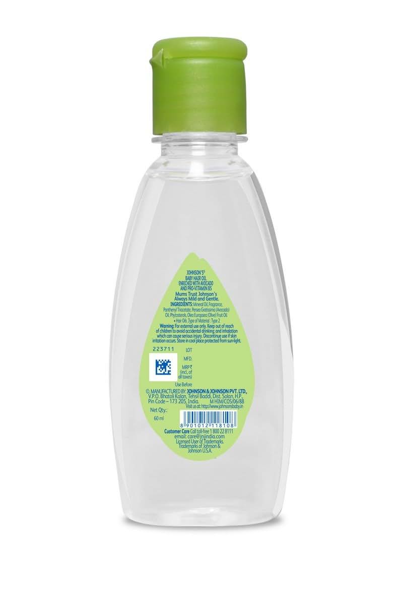 Newborn Johnson's Baby Hair Oil With Avocado, 60 Ml (Pack of 2)