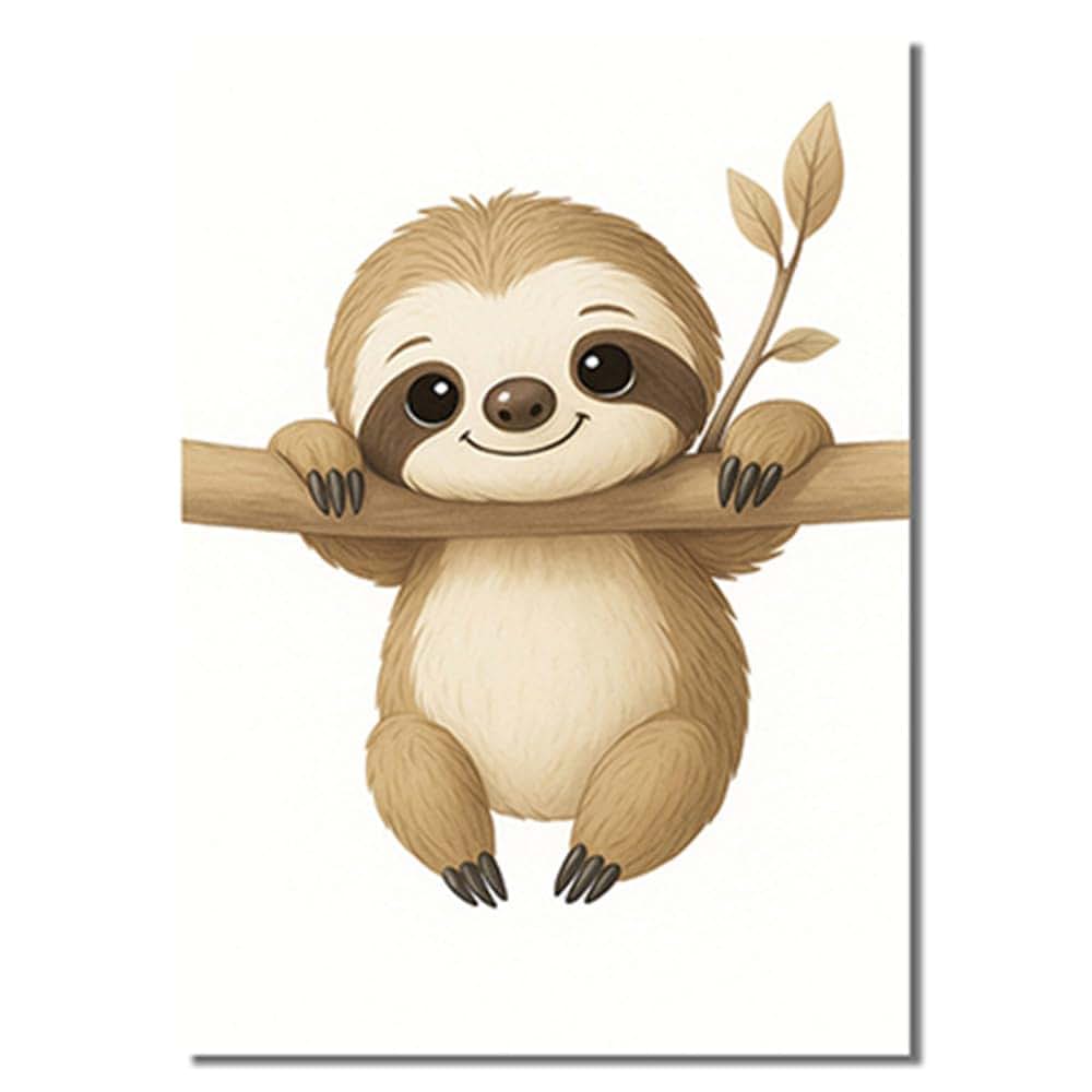BeiYiHo 3 Beige Baby Room Poster Baby Animals Lazy Elephant Giraffe Poster Child 30 40 Canvas Deco Baby Room Poster