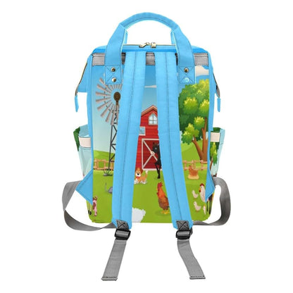 NZOOHY Farm Grass Animals Personalized Diaper Bag Backpack Multi-Function Custom with Name Large Travel Nappy Mommy Bag