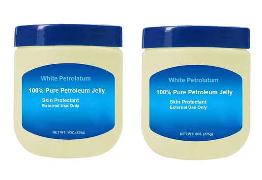 AmeriCan Goods 2/Pack White Petroleum Jelly 8 oz. Power Moisturizer Skin Protection Dry Skin, Soothing, Burns, Chaffed