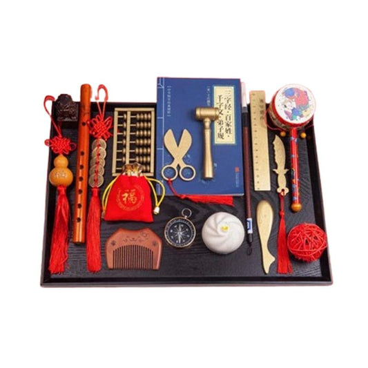 GCJP Chinese One Year ZhuaZhou Catch Set Korean Doljanchi Traditional Gifts for Chinese Crafts Birthday Set