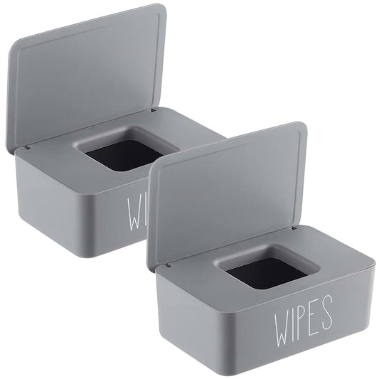 Illikkuyax 2 Pack Baby Wipes Dispenser Grey