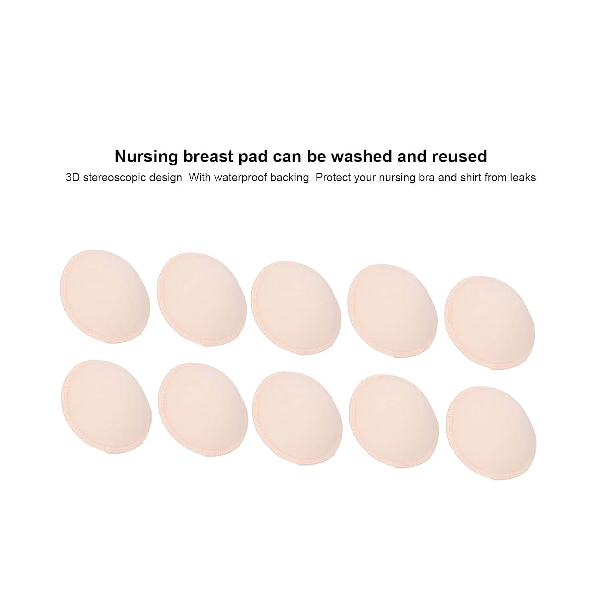 Nurnesy 10 Pack Washable Cotton Nursing Pads with 3D Stereoscopic Design