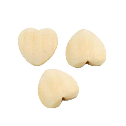 Alenybeby 20pcs Natural 20mm Unfinished Wood Heart Beads for DIY Crafts