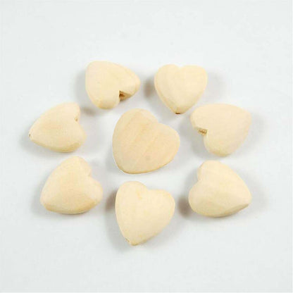 Alenybeby 20pcs Natural 20mm Unfinished Wood Heart Beads for DIY Crafts