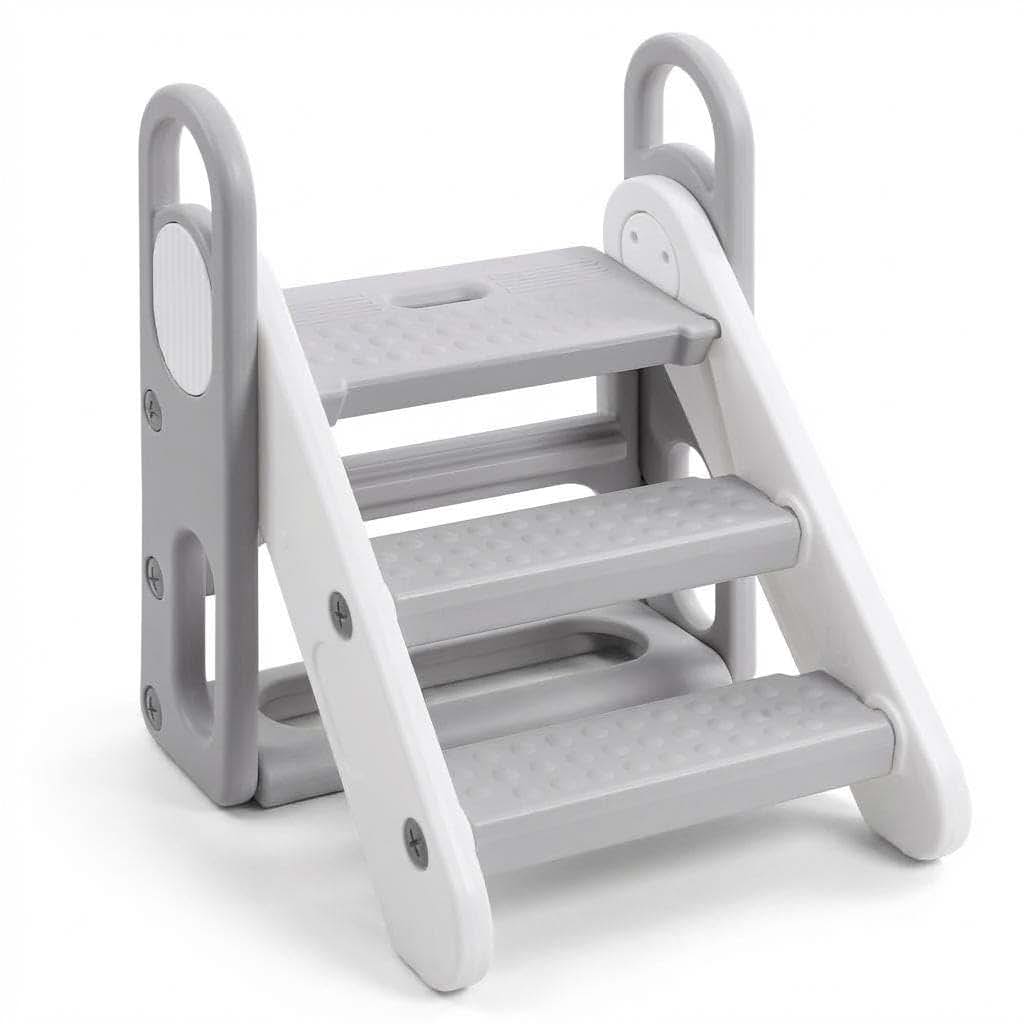 Takywep Kids Foldable Step Stool for Bathroom Sink, Adjustable 3-Step Toddler Step Stool with Handles Non-Slip Plastic