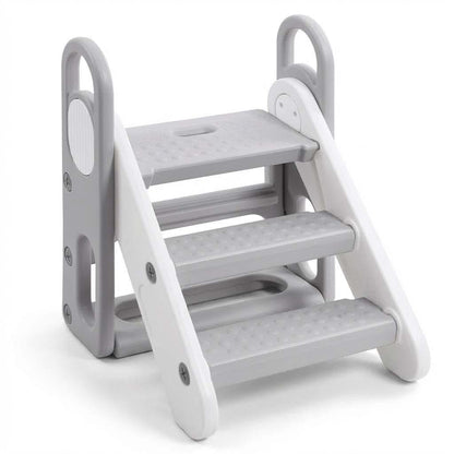 Takywep Kids Foldable Step Stool for Bathroom Sink, Adjustable 3-Step Toddler Step Stool with Handles Non-Slip Plastic