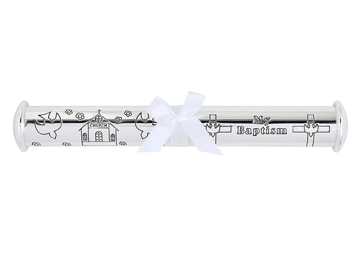 Stephan Baby Keepsake Gifts - Engraved Baby Baptismal Certificate Holder, Personalize-able, 9.5-Inch, Silver Plated