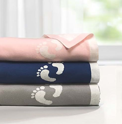 Vogue 100% Cotton Knit Footprint Baby Blanket