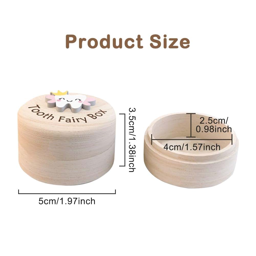 BabyOneStop Tooth Fairy Box, Wooden 3D Carved Keepsake Storage for Lost Teeth