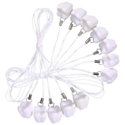 Toyandona 12pcs Plastic Tooth Holder Necklace Set - Teeth Shape White Finish Smooth Surface Keepsake Boxes