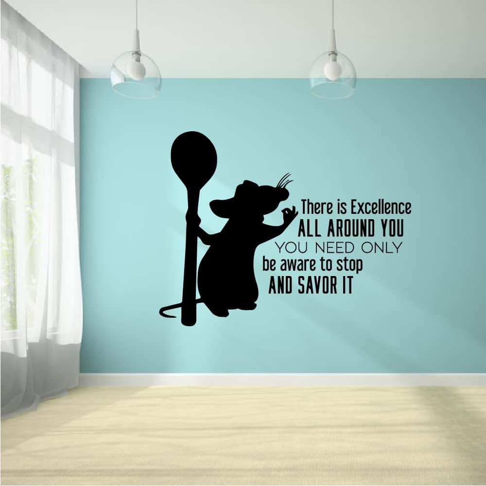 Kids Ratatouille Ramy Silhouette Vinyl Wall Decal with Quote, 22x30 Inch