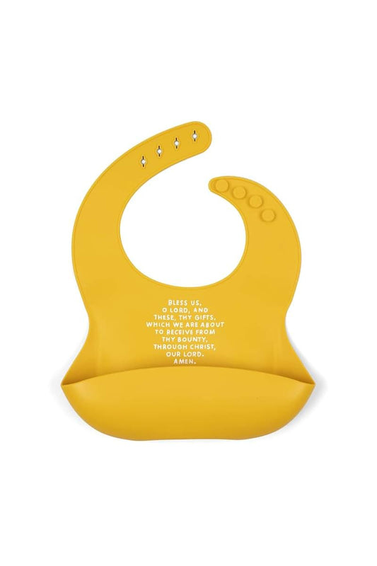 Be A Heart Silicone Bibs for Babies & Toddlers, Meal Blessing Prayer Bib, Baby Baptism Gift (Mustard)