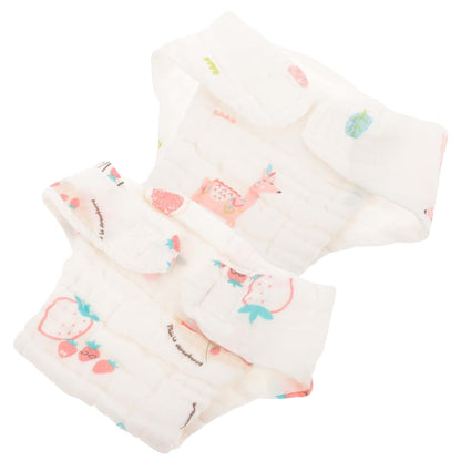HANABASS 2 Pcs Cotton Gauze Reusable Baby Girl Diaper Pants S Size Washable