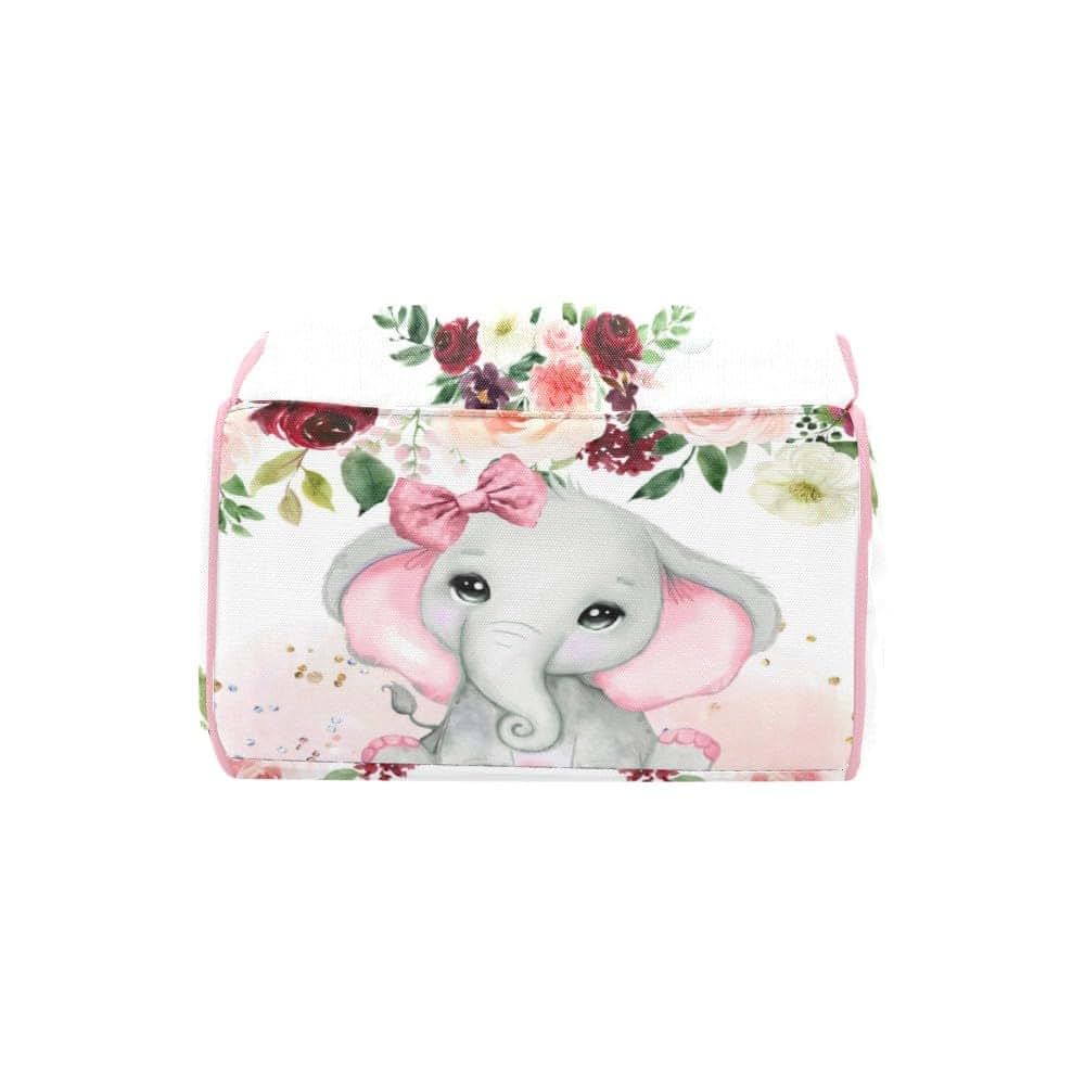 NZOOHY Pink Elephant Rose Personalized Diaper Bag Backpack Custom Name Large Capacity Diaper Backpack Travel Daypack (photo 4)