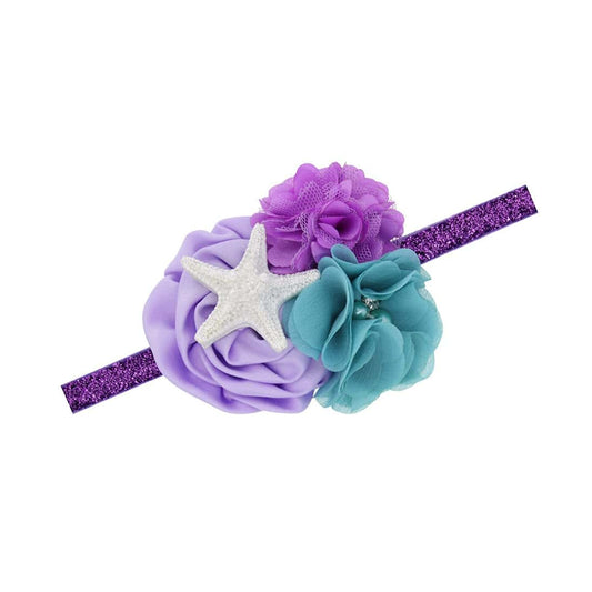 JustMyDress Starfish Mermaid Flower Headbands for Baby Girls Hair Band Fish Scale Bow JBC21 (-Purple Band)