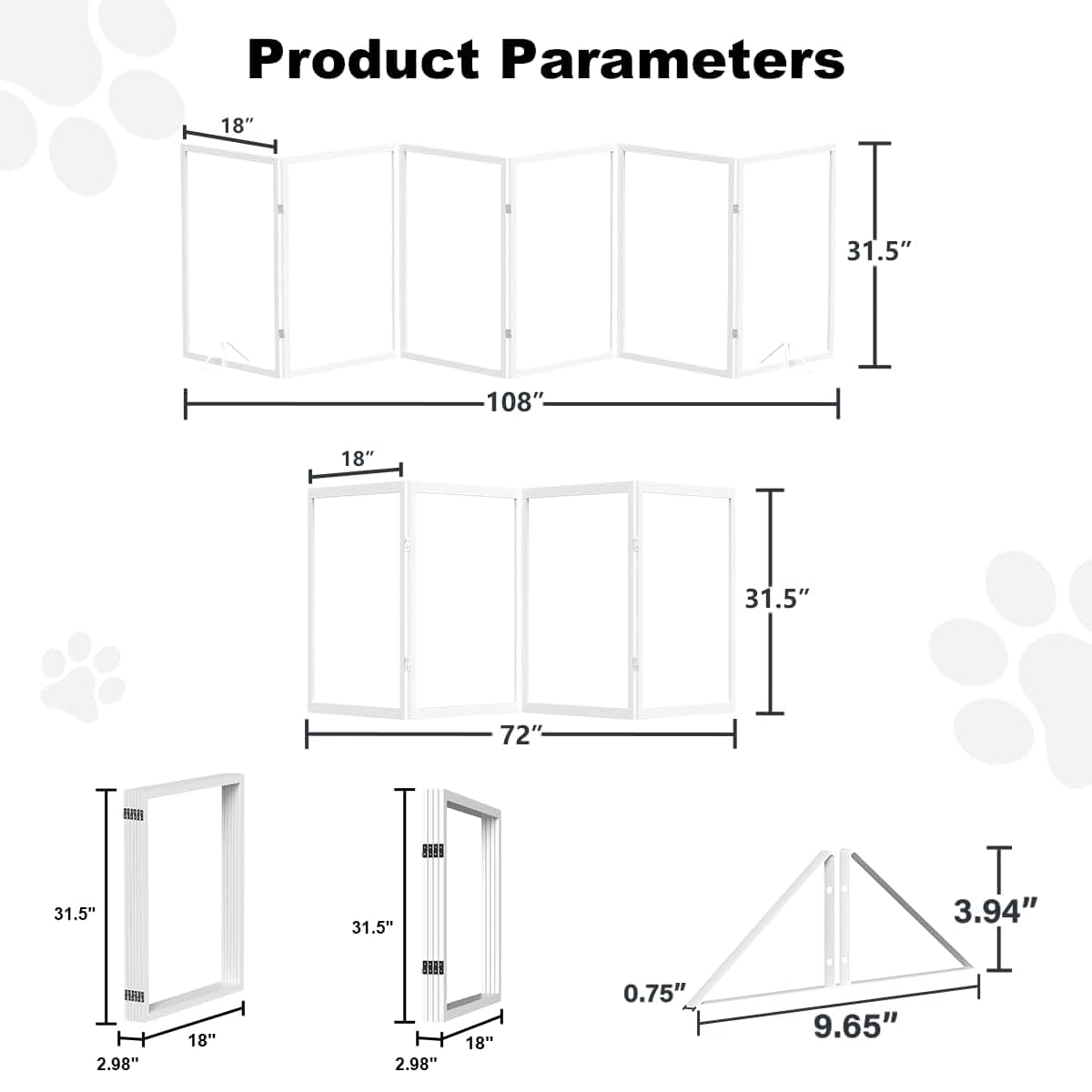TSAYAWA Clear Acrylic Dog Gate, 6 Panel, 107.957-Inch Wide