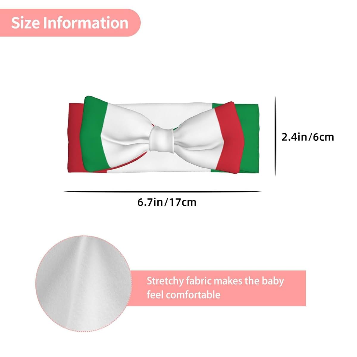 kastiong Italian Flag Baby Bow Headband (photo 3)