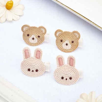 BabyOneStop Bear Ear Hair Clip Pin Set for Baby Girls, 4 Pcs Black Bear and Bunny Clips