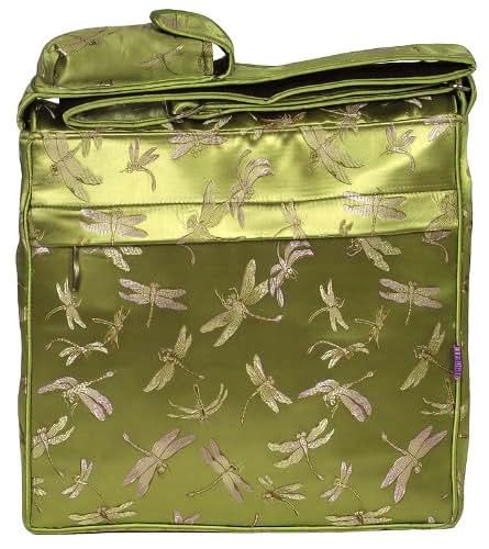 I Frogee Olive Green Dragonfly Brocade Diaper Bag Messenger Style Shoulder Bag (photo 2)