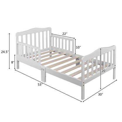 Volowoo White Classic Wood Bed Frame With Guardrails