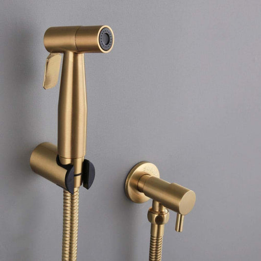 KCHTOWFZ HandheldSprayer kit Hand HeldSprayer Kit-SUS304 ToiletSprayer Set Brushed Gold Angle Valve Spray Gun
