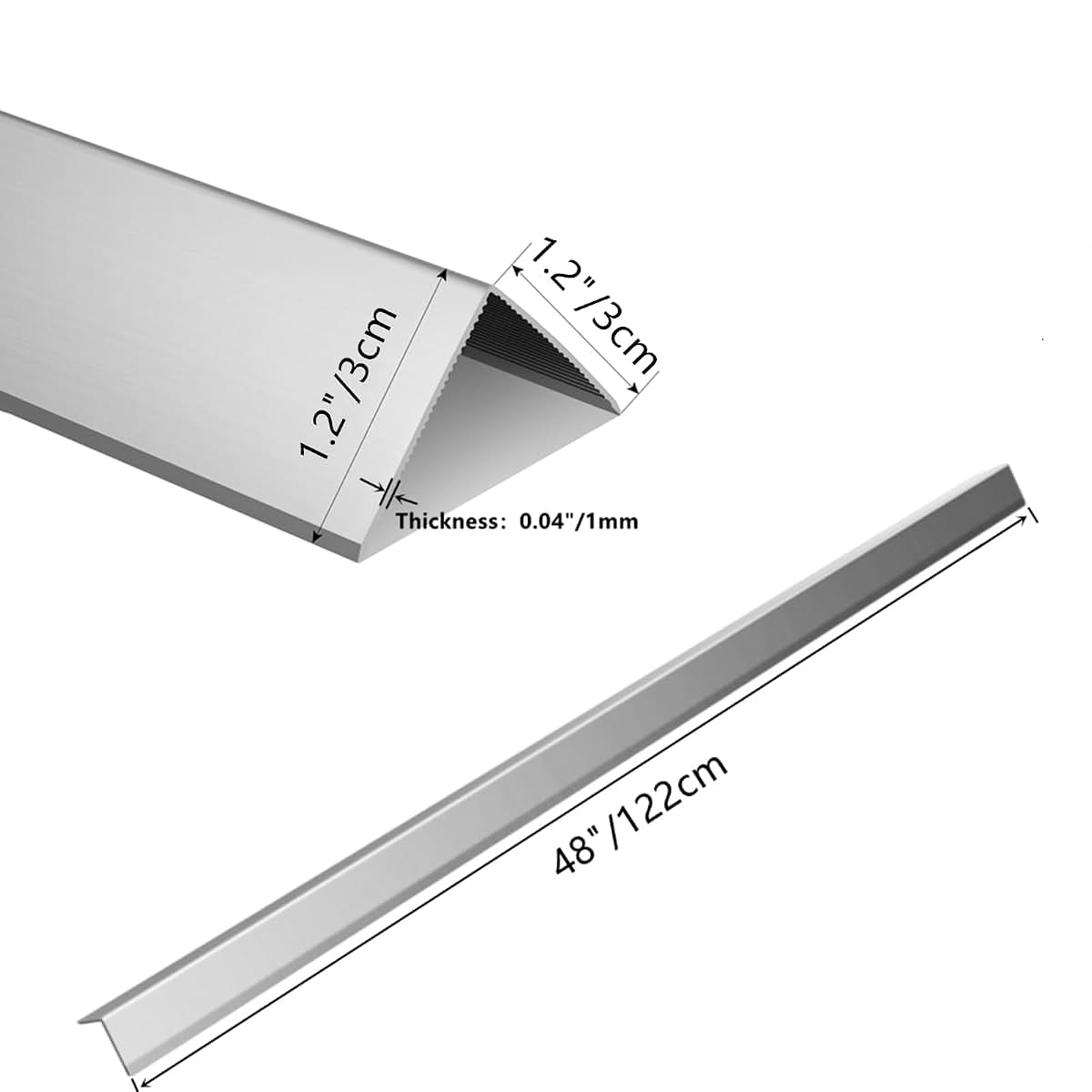 Aluminium Alloy Metal Corner Guards, 12-Pack, 1.2" x 1.2" x 48", Silver