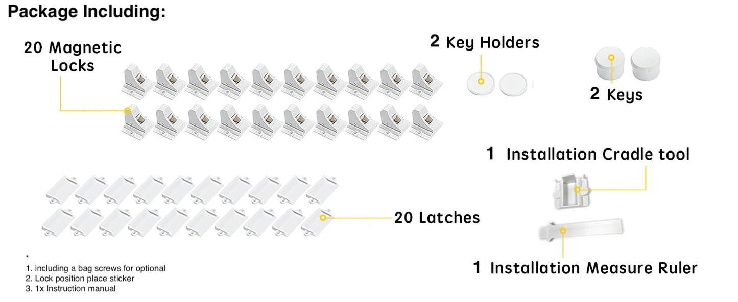 Vmaisi Magnetic Cabinet Locks 20 Pack