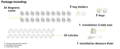 Vmaisi Magnetic Cabinet Locks 20 Pack