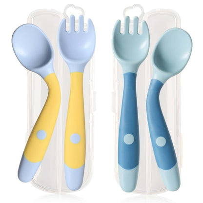 ETSSWYTO Baby Utensils Spoons and Forks Set Bendable Self-Feeding