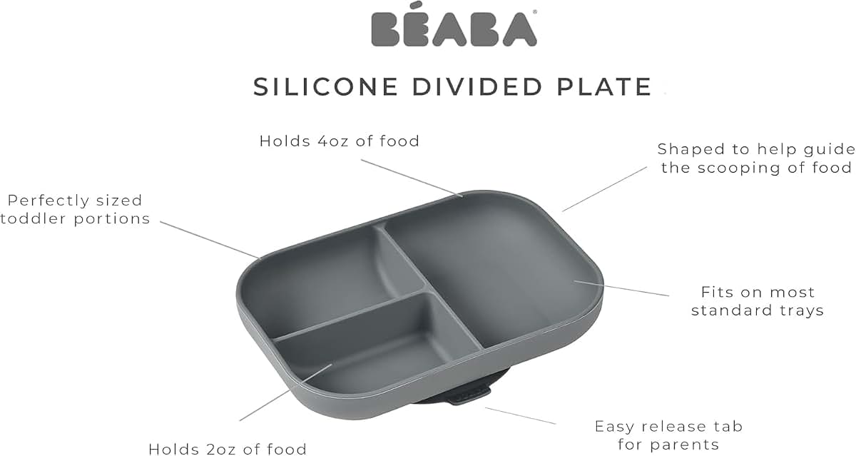 Béaba Beaba Silicone Suction Plates for Baby, Made with High Grade Food Safe Silicone, Toddler Dishes, Soft Unbreakable (photo 2)