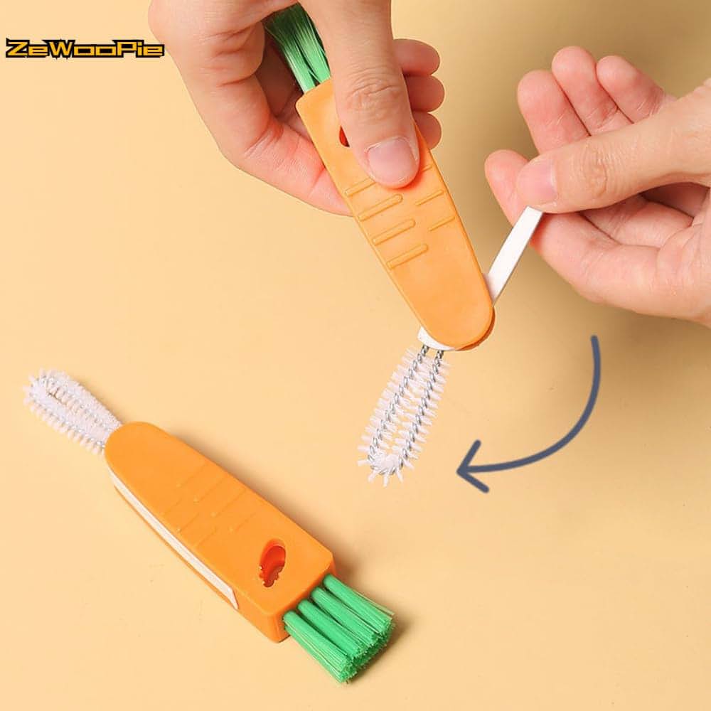 scrit Hard-bristled Crevice Cleaning Brush, 5Pcs Carrot Design Multifunctional Cleaning Brush for Water Bottle Nursing