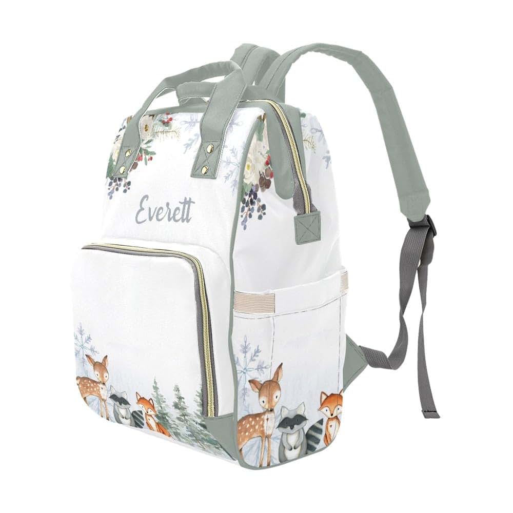 YallLocoMo Personalized Diaper Bag Backpack Winter Snowflake Woodland (photo 4)