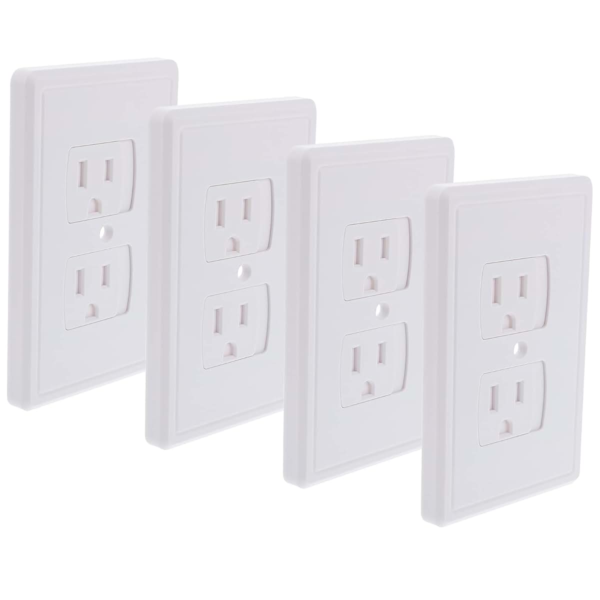 TEHAUX 4 Pack Self-Closing Outlet Covers, ABS, White Finish