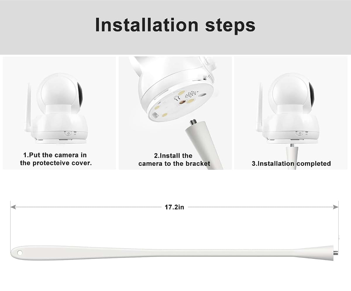 SUTINE Baby Monitor Mount for Nanit Pro with Flex Stand, 17" Flexible Goose Neck, 1/4 Screw, White