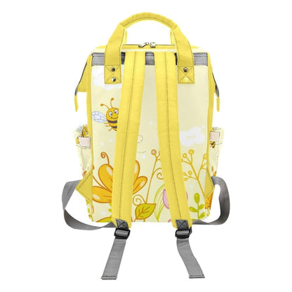 NZOOHY Honey Bees with Floral Personalized Diaper Bag Backpack Multi-Function Custom with Name Large Travel Nappy Mommy (photo 2)
