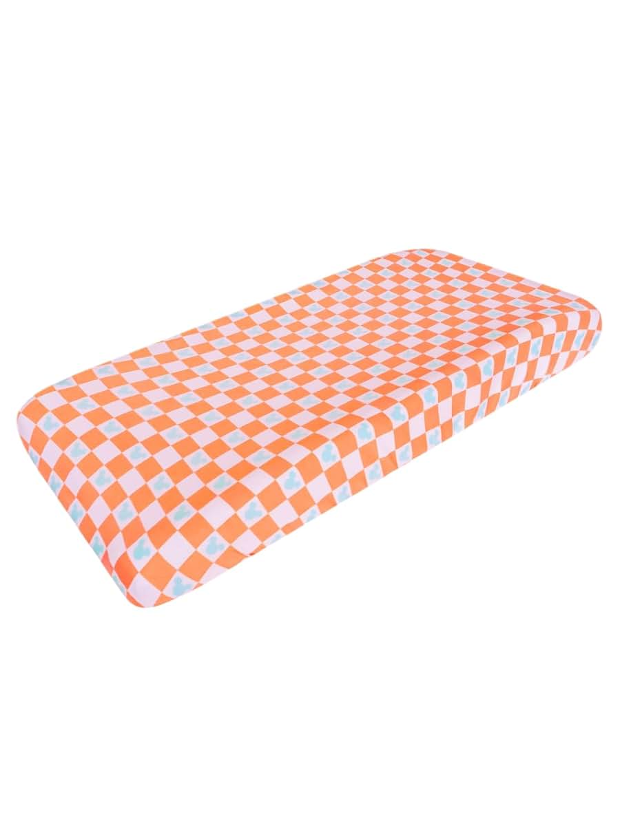 Copper Pearl Premium Knit Changing Pad Cover, Mickey Mouse Check