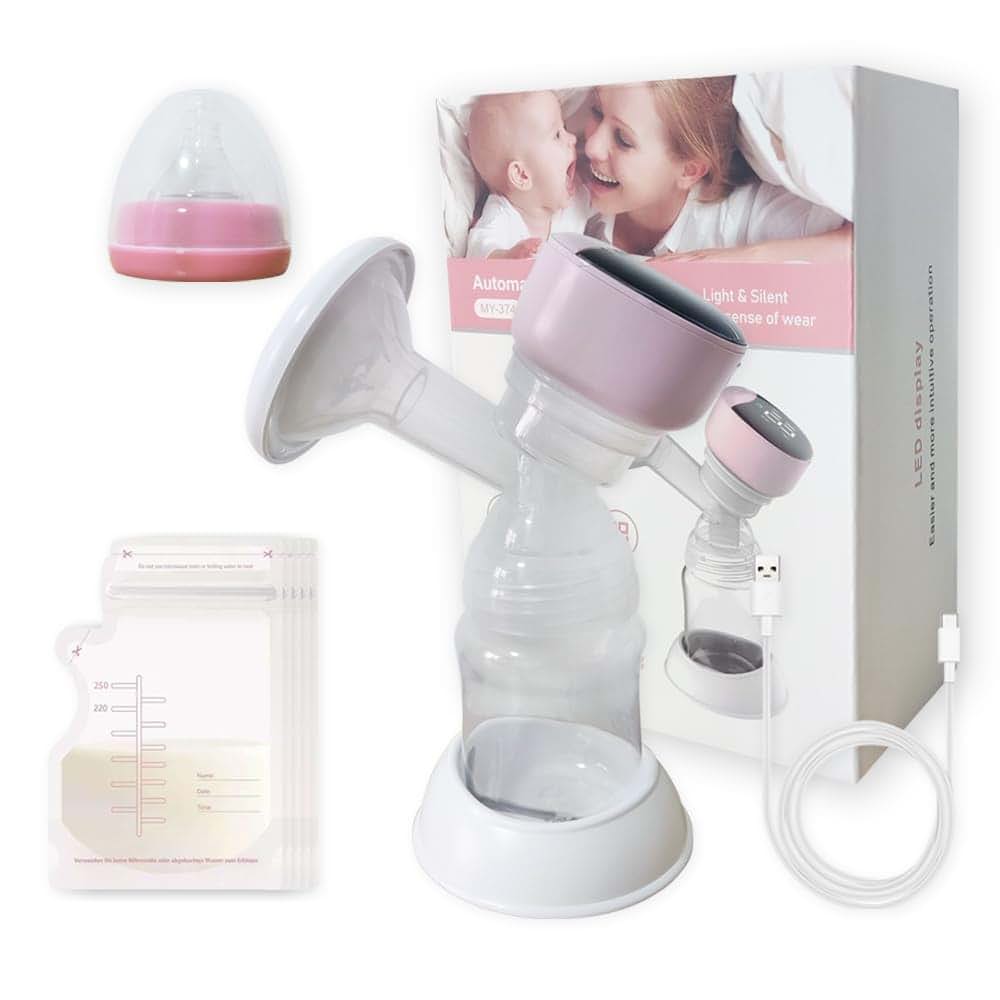 Metanthou 4 Modes and 12 Levels LED Display Rechargeable Electric Breast Pump with Painless Breast Soak Silicone