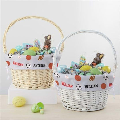 Personalization Universe Personalized All About Sports Easter Basket – Embroidered Sports-Themed Basket Liner – Custom (photo 4)