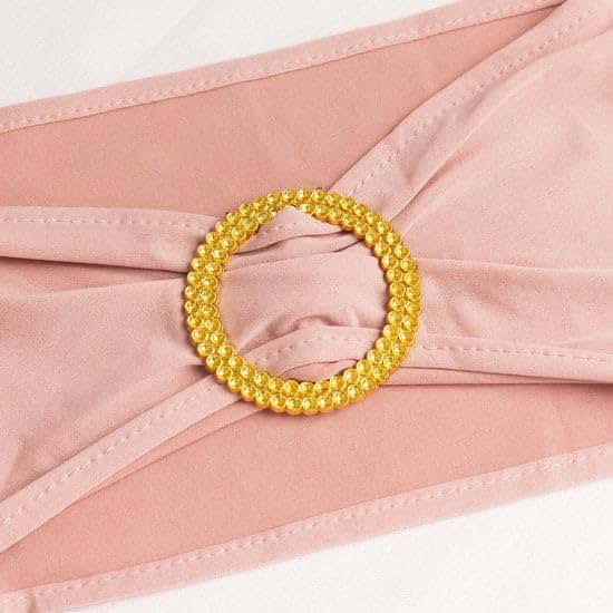 Tableclothsfactory 5 Pack Dusty Rose Spandex Chair Sashes With Gold Buckles 5"x14"