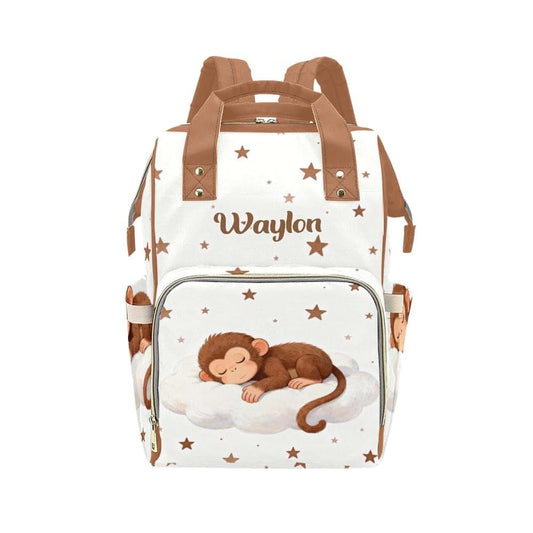 NZOOHY Cute Monkey Personalized Diaper Bag Backpack,Custom Name Diaper Backpack Baby Nappy Bag Mommy Bag for Shower Gift