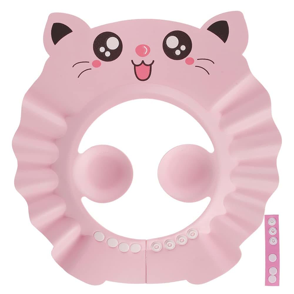 CRNXOMP Baby Shower Cap, Soft Adjustable EVA Bath Visor for Infants and Toddlers, Pink