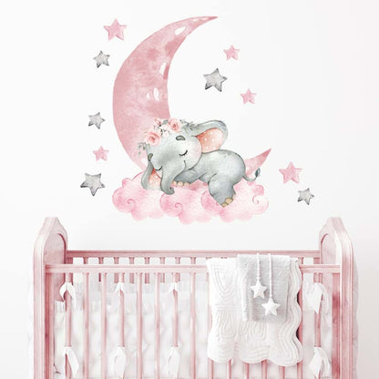 Douki Watercolor Marshmallow 3D Bunny And Elephant Wall Stickers (photo 3)