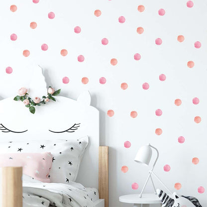 Pink Polka Dot Wall Decals for Nursery and Kids Bedroom Decor