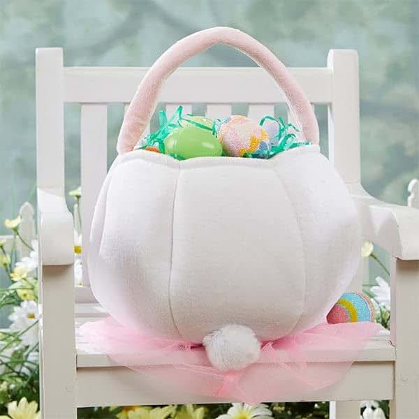 Personalization Universe Pink Polyester Easter Bunny Basket, Embroidered Name, Ideal for Easter Egg Hunts (photo 3)
