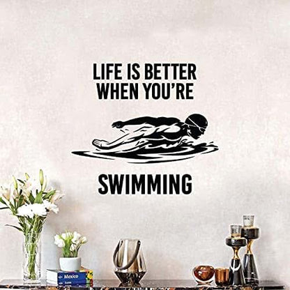 All Things Valuable Swimmer Silhouette Vinyl Wall Sticker Decal