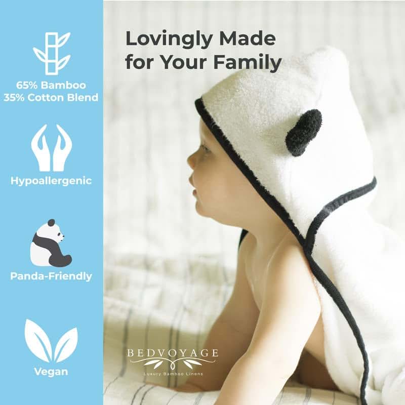 BedVoyage Baby Hooded Towel And Washcloth Set With Panda Theme