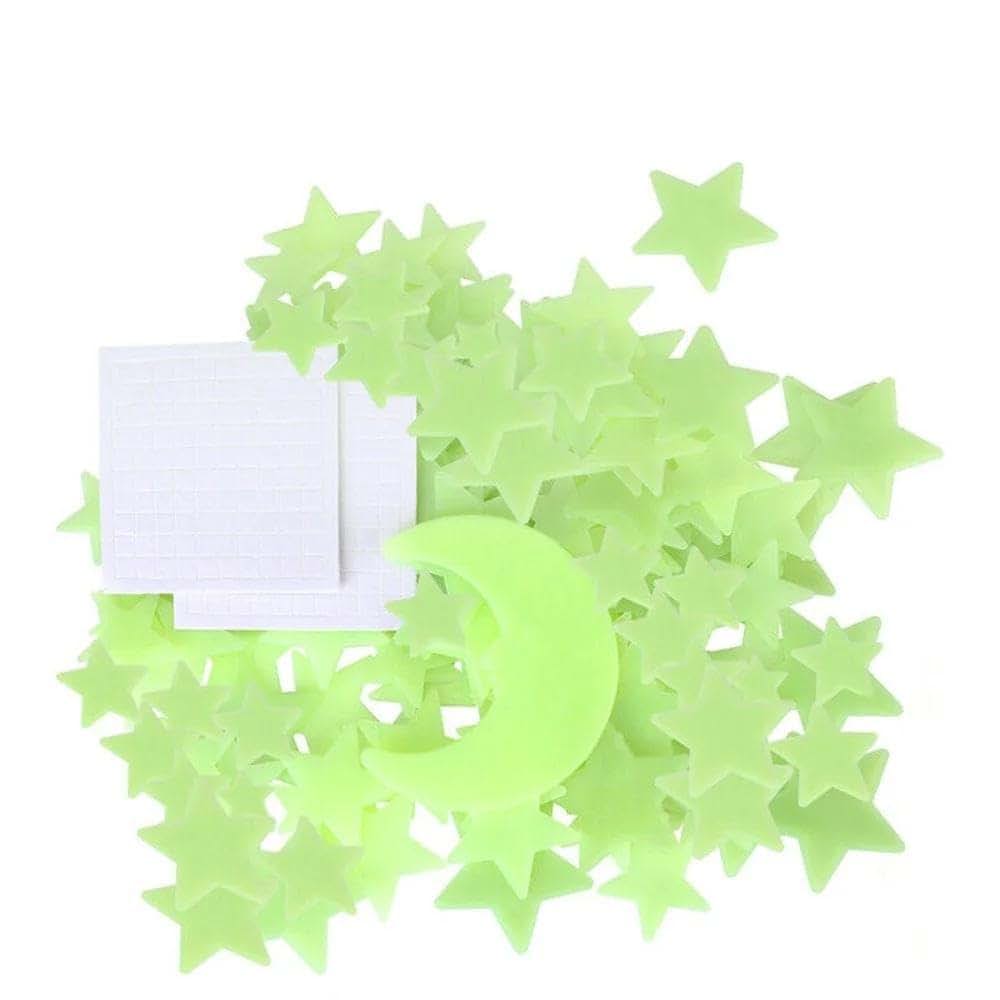Glow-in-The-Dark Stars and Moon Wall Decor Set