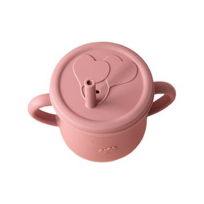 Vaguelly Kids Silicone Straw Training Cup with Double Handles